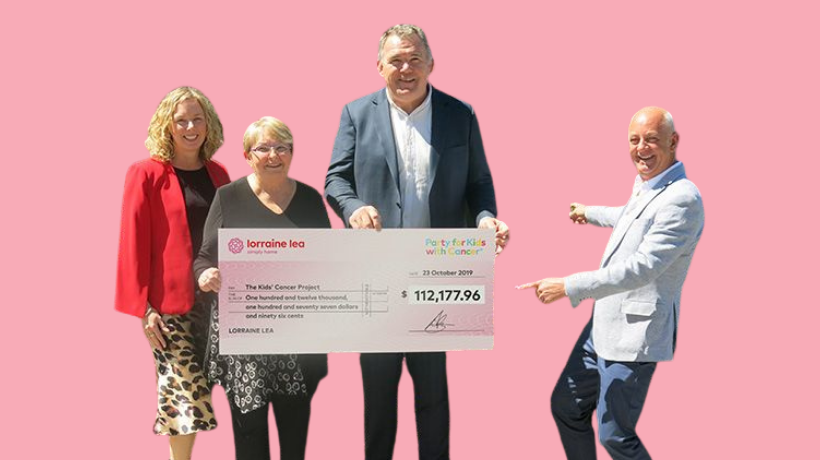 Lorraine Lea show their commitment to supporting cancer research by giving a large cheque to TKCP.