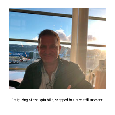 Craig, king of the spin bike, snapped a rare still moment