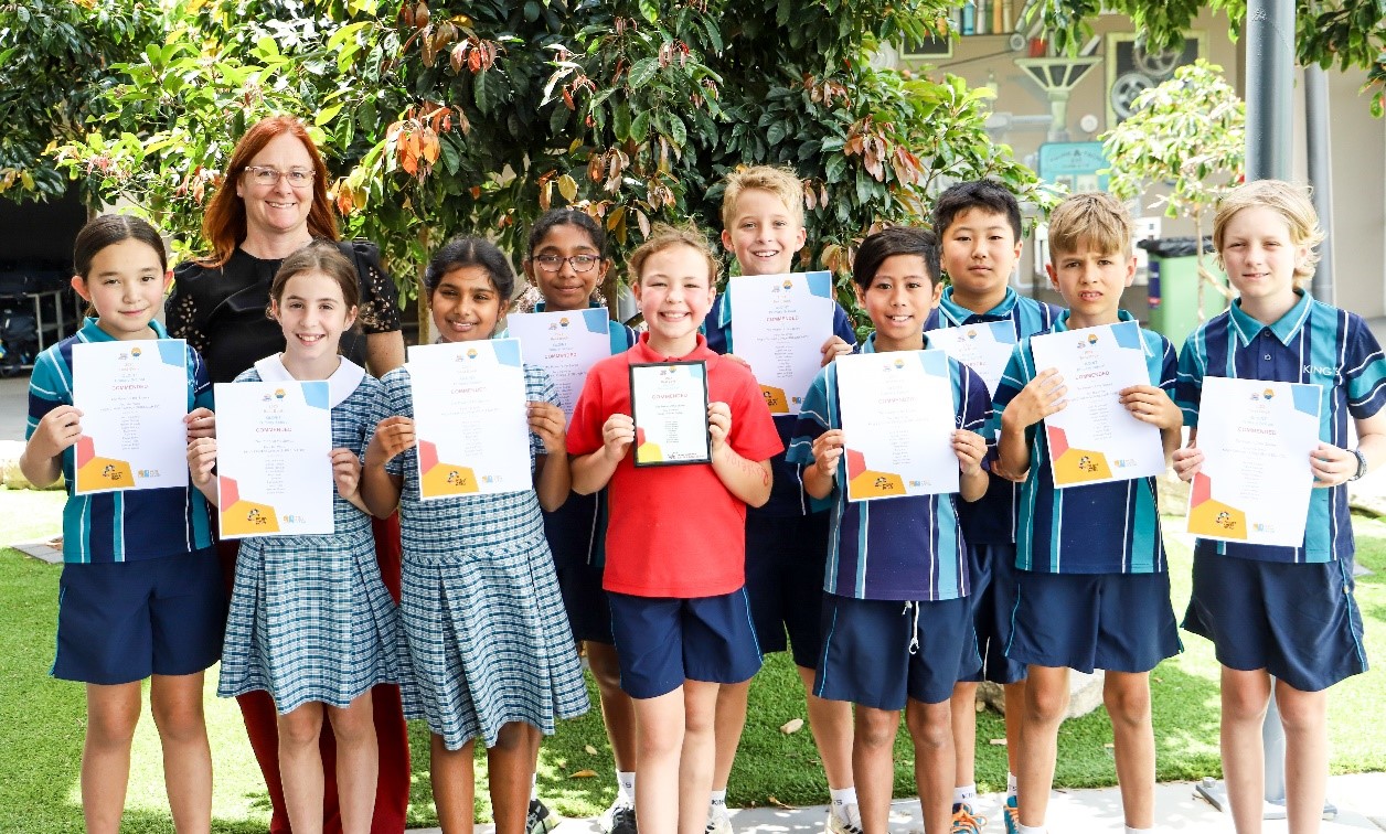 Student winners from King's Pimpama after raising money with Write a Book in a Day