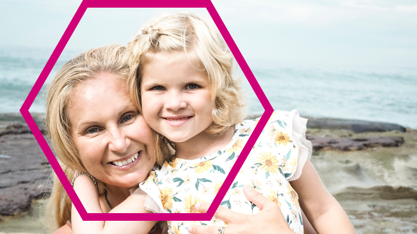 Childhood cancer survivor Roxy and her mum Bec