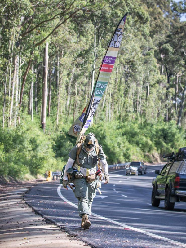 The mighty Captain Australia on his 2,400km walk