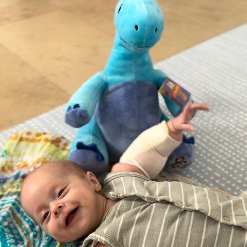 Baby T with hospital bear from charity